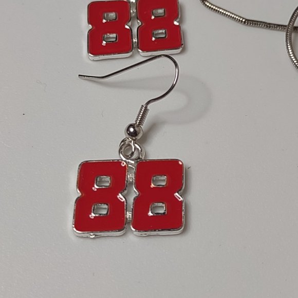 Number 88 Red Necklace And Earring Set - Picture 3 of 12